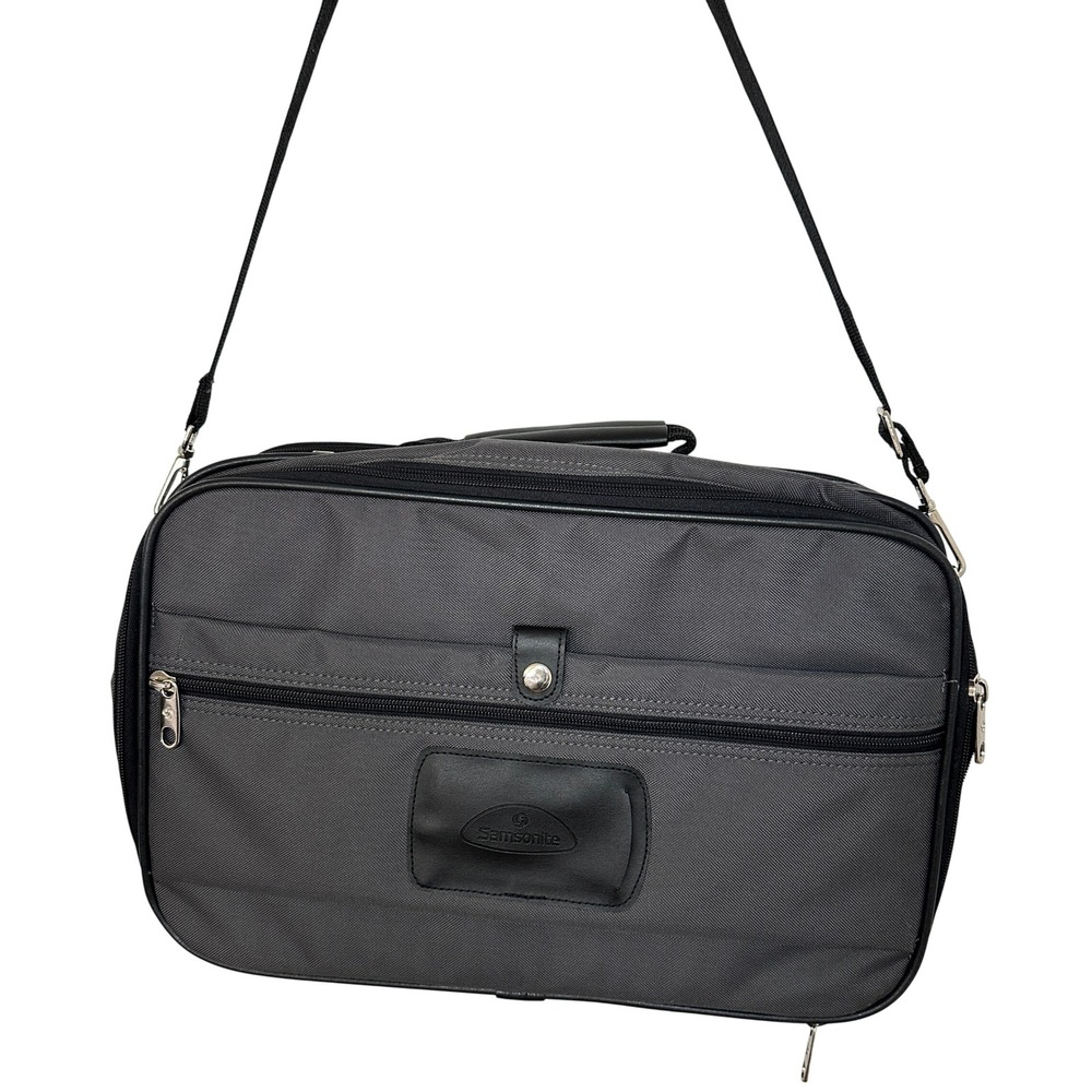 Samsonite Messenger Bag Charcoal Gray Professional Briefcase Travel Bag - Picture 4 of 11